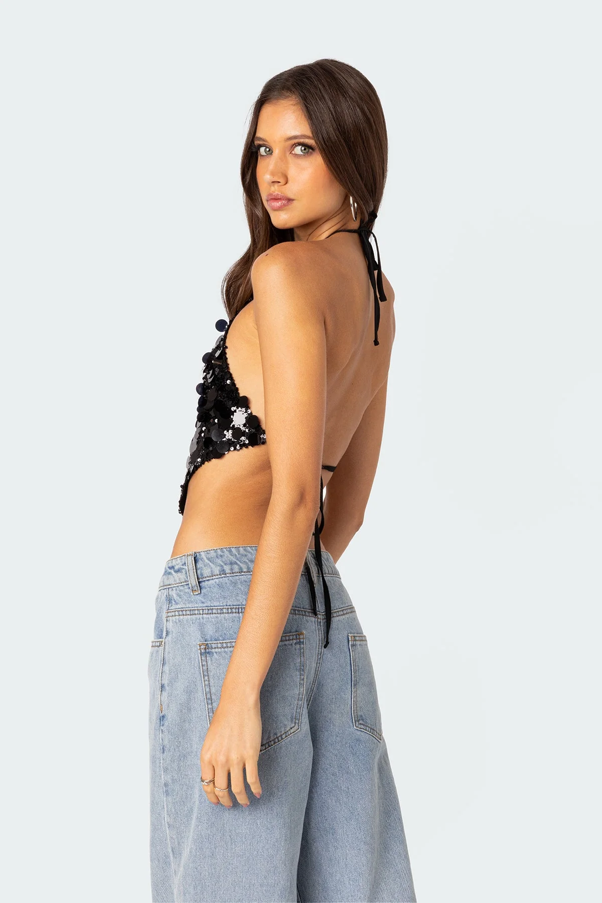 Caelia Sequin Open Back Top - Image 4