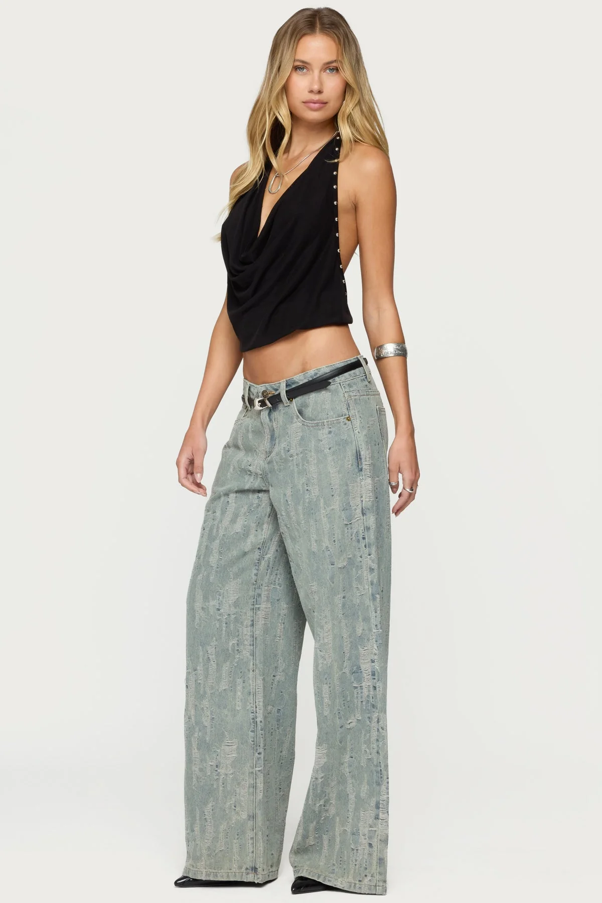 Irina Stud Cowl Neck Halter Top - Image 5